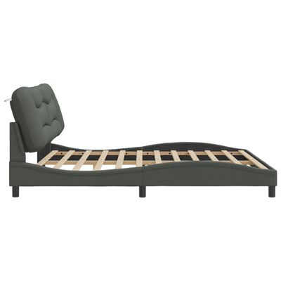 vidaXL Estrutura cama com cabeceira 200x200 cm tecido cinzento-escuro
