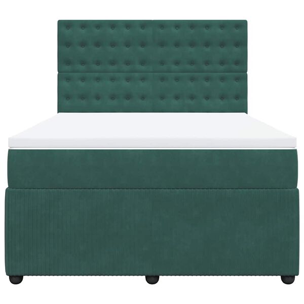 vidaXL Cama com molas/colch&atilde;o 160x200 cm veludo verde-escuro