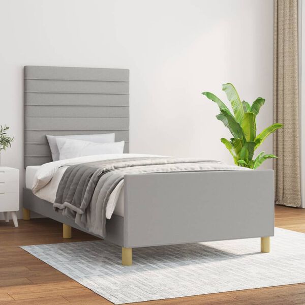 vidaXL Estrutura de cama sem colch&atilde;o 80x200 cm tecido cinzento-claro