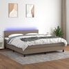 vidaXL Cama box spring colch&atilde;o/LED 180x200cm tecido cinza-acastanhado
