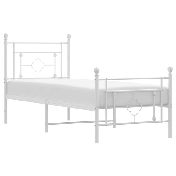 vidaXL Estrutura de cama com cabeceira e p&eacute;s 80x200 cm metal branco