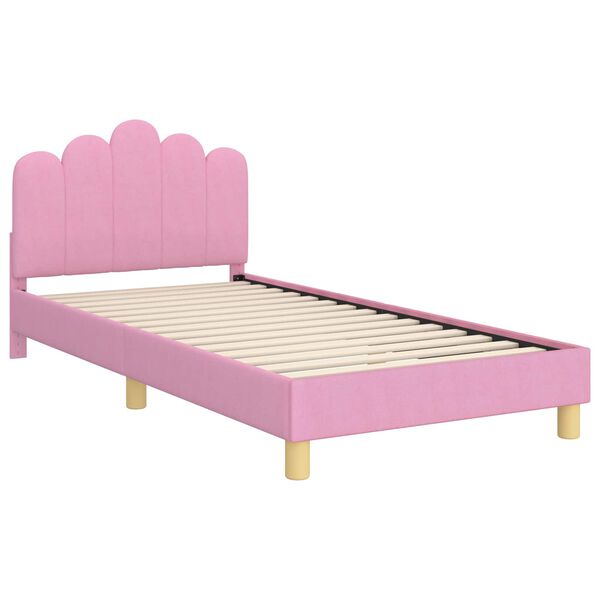 vidaXL Estrutura de Cama Infantil com Cabeceira Rosa 90 x 200 cm