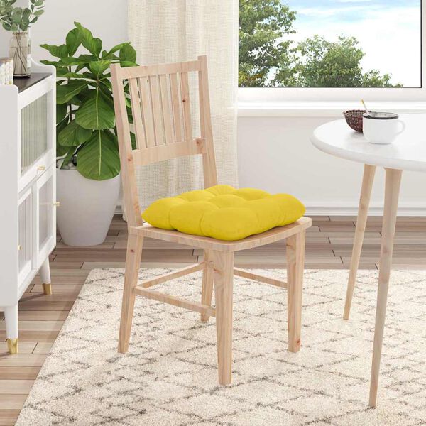 vidaXL Almofadas de Assento 4 pcs Amarelo Claro 45 x 45 x 12 cm tecido