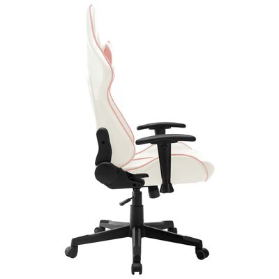 vidaXL Cadeira de gaming couro artificial branco e cor-de-rosa