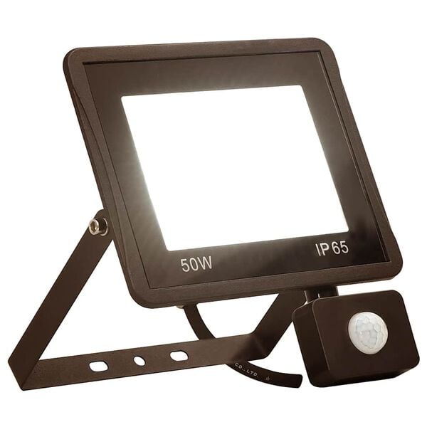 vidaXL Projetor c/ iluminação LED e sensor 50 W branco quente