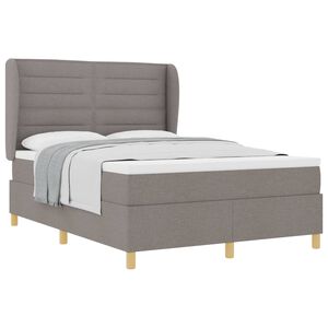 vidaXL Cama Box com cabeceira Cinzento-acastanhado 190 x 140 cm tecido