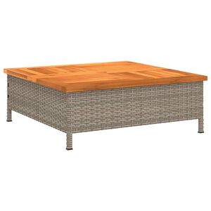 vidaXL Mesa de jardim 70x70x25cm vime e madeira ac&aacute;cia maci&ccedil;a cinzento