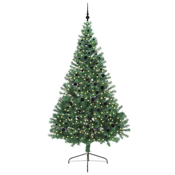 vidaXL &Aacute;rvore de Natal Artificial Pr&eacute;-iluminada Verde 240 cm PVC