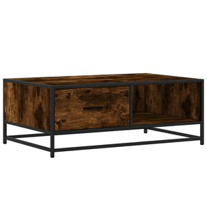 vidaXL Mesa de centro 90x57x35 cm deriv. madeira/metal carvalho fumado