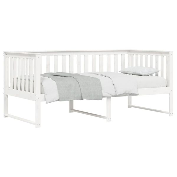 vidaXL Cama dia sem colch&atilde;o branco 100x200 cm pinho de madeira maci&ccedil;a