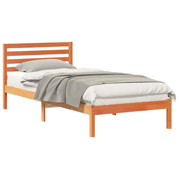 vidaXL Estrutura da Cama com cabeceira Marrom Cera 90 x 220 cm