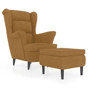 vidaXL Poltrona de descanso com banco veludo castanho