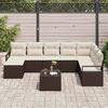 vidaXL Conjunto de Sof&aacute; de Jardim 9 pcs Castanho Rattan Sint&eacute;tico