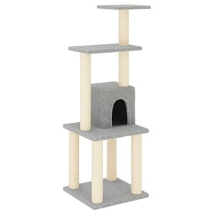 vidaXL &Aacute;rvore p/ gatos c/ postes arranhadores sisal 105 cm cinza-claro