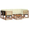vidaXL Conjunto de Sof&aacute;s para Exterior 7 pcs Natural e Creme