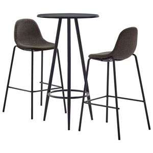 vidaXL 3 pcs conjunto de bar tecido cinzento-escuro