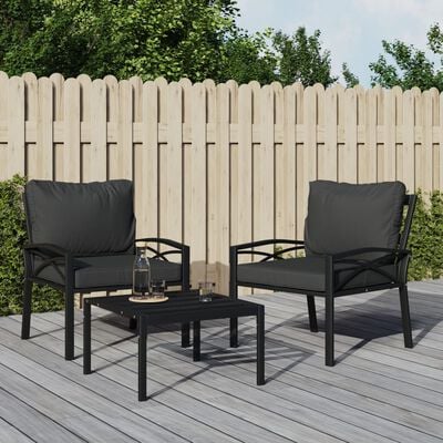 vidaXL Cadeira de jardim com almofadões cinzentos 68x76x79 cm aço