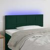 vidaXL Cabeceira de cama c/luzes LED veludo 100x5x78/88cm verde-escuro
