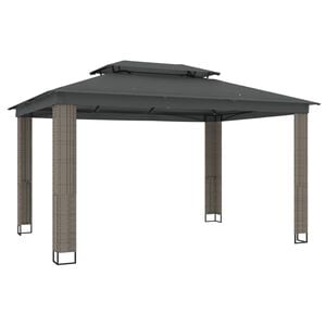 VidaXL Gazebo com telhado duplo 3,94x2,96 m a&ccedil;o antracite