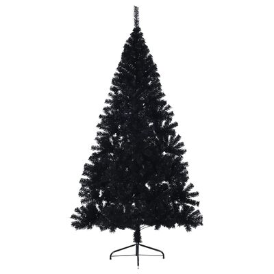 vidaXL Meia árvore de Natal artificial com suporte 180 cm PVC preto
