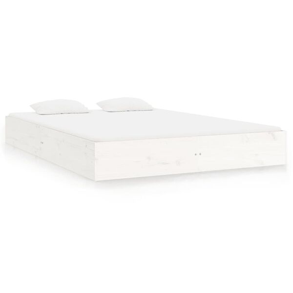 vidaXL Estrutura de cama 200x200 cm madeira maci&ccedil;a branco