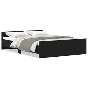 vidaXL Estrutura de cama sem colch&atilde;o, carvalho preto, 120x200 cm, madeira engenheirada