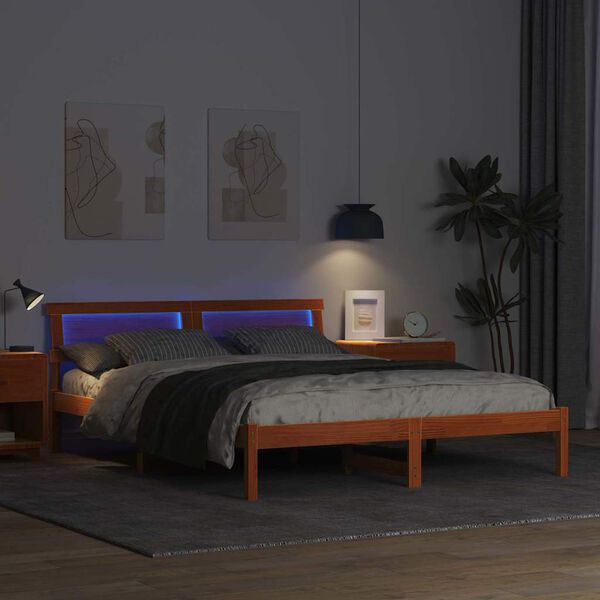 vidaXL Estrutura da Cama com cabeceira Marrom Cera 150 x 200 cm