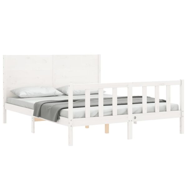 vidaXL Cama sem colch&atilde;o 160x200 cm madeira de pinho maci&ccedil;a branco
