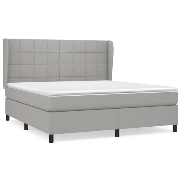 vidaXL Cama com molas/colch&atilde;o 180x200 cm tecido cinzento-claro