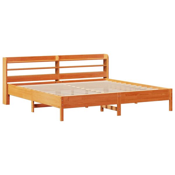 vidaXL Cama sem colch&atilde;o 200x200 cm pinho maci&ccedil;o castanho-mel