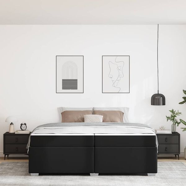 vidaXL Estrutura da Cama com colch&atilde;o Preto 200 x 200 cm tecido