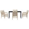 vidaXL Conjunto de Jantar para Jardim com almofada 5 pcs Bege vime PE
