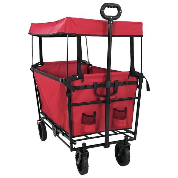 vidaXL Carrinho de M&atilde;o Dobr&aacute;vel Manual Vermelho 105 x 56,5 x 116 cm