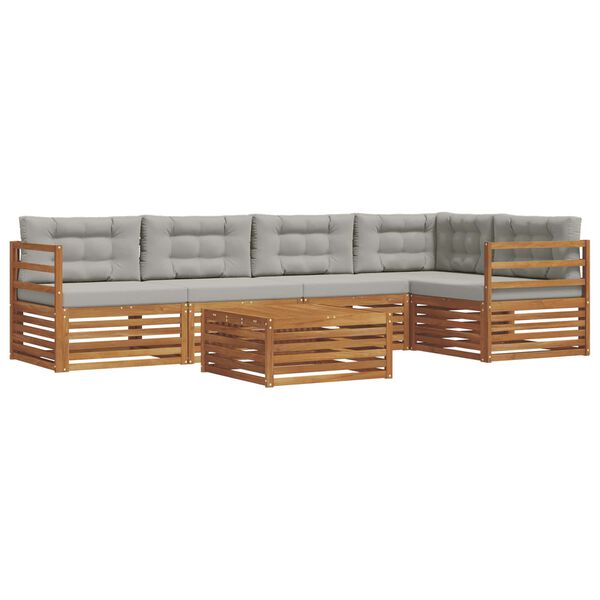 vidaXL Conjunto de Sof&aacute;s para Exterior 6 pcs Cinza Natural e Claro