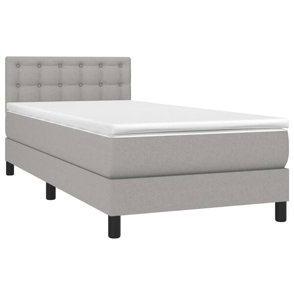 vidaXL Cama box spring c/ colch&atilde;o e LED 80x200 cm tecido cinza-claro