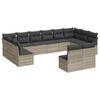vidaXL 12 pcs conj. sof&aacute;s jardim com almofad&otilde;es vime PE cinzento-claro