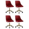 vidaXL Cadeiras de jantar girat&oacute;rias 4 pcs veludo vermelho tinto