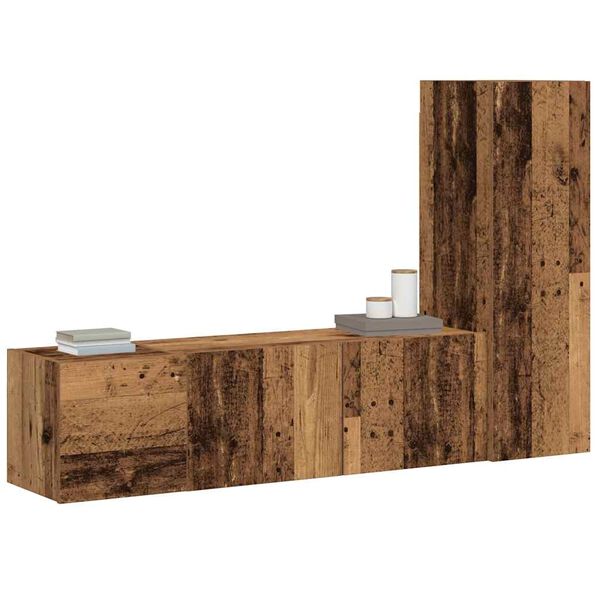 vidaXL armários de TV montados na parede 3 pcs madeira velha