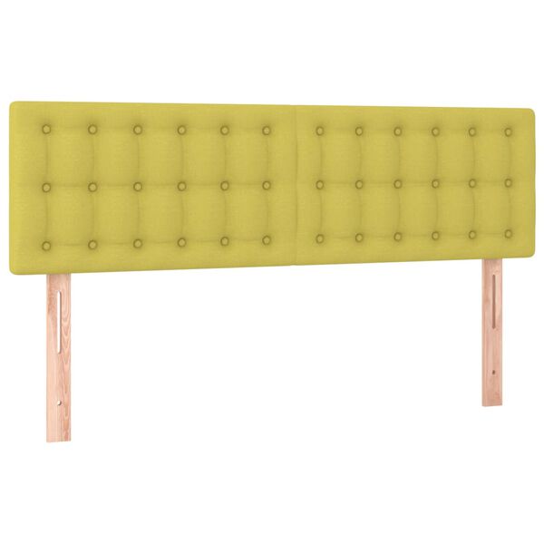 vidaXL Cabeceira de cama c/ luzes LED tecido 144x5x78/88 cm verde