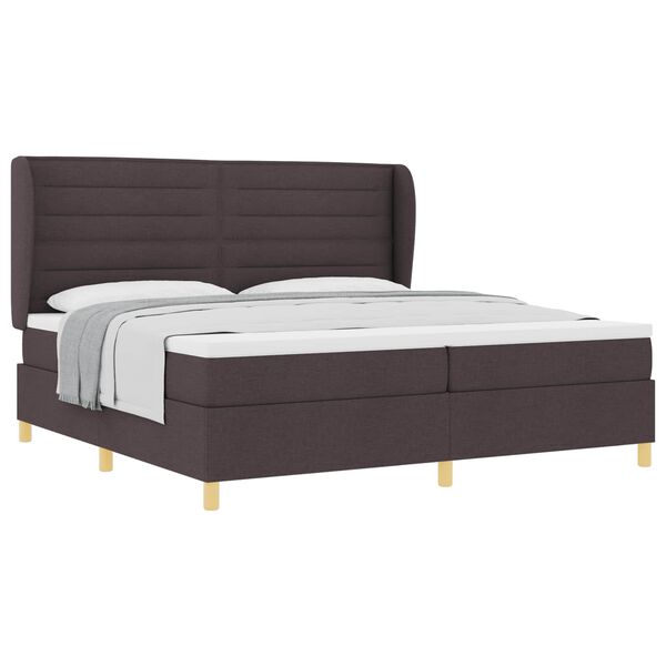 vidaXL Cama Box com colch&atilde;o Marrom Escuro 200 x 200 cm tecido