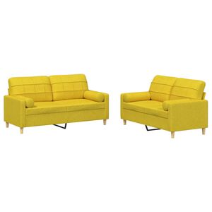vidaXL 2 pcs conjunto de sof&aacute;s com almofadas tecido amarelo-claro