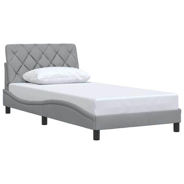 vidaXL Estrutura de cama sem colchão 100x200 cm tecido cinzento-claro