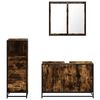 vidaXL 3 pcs conjunto de m&oacute;veis WC madeira processada carvalho fumado