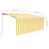 vidaXL Toldo retr&aacute;til manual com estore 3x2,5 m amarelo e branco
