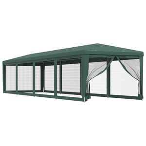 vidaXL Tenda p/ festas c/10 paredes laterais em rede 3x12 m PEAD verde