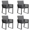 vidaXL Cadeiras de jardim com almofad&otilde;es 4 pcs vime PE preto