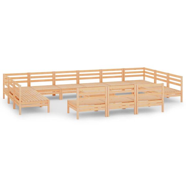 vidaXL 14 pcs conjunto lounge de jardim pinho maci&ccedil;o