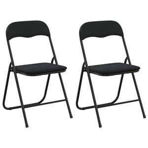vidaXL Cadeira Dobr&aacute;vel 2 unid. Veludo Preto 48 x 44 x 78 cm