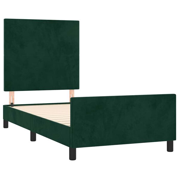 vidaXL Estrutura de cama sem colch&atilde;o 100x200 cm veludo verde-escuro