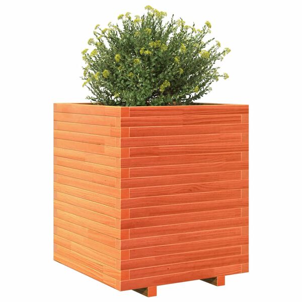 vidaXL Vaso/floreira de jardim 60x60x72 cm pinho maci&ccedil;o castanho mel